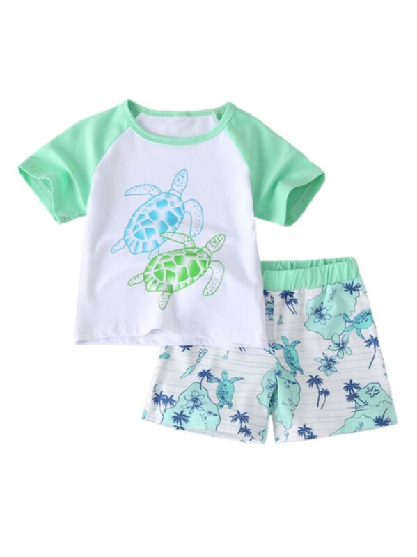 2-piece Toddler Boys Turtle Printed Set T-shirt & Short