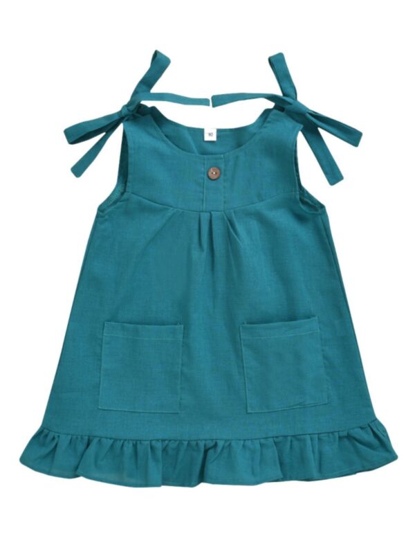 Toddler Little Girls Plain Sleeveless Dresses