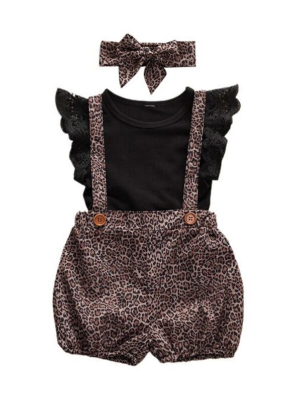 3-Piece Toddler Girl Leopard Print Summer Outfit 