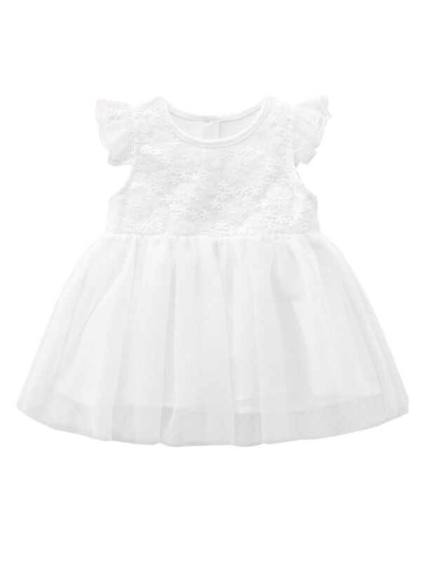 Baby Girl Flutter-sleeve Princess Dress In White