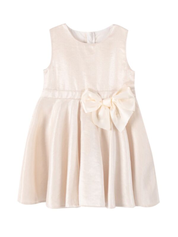 Kid Girl Plain Bowknot Sleeveless Dress