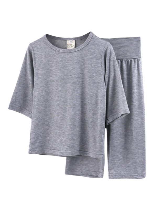 2-Piece Unisex Plain Modal Pajamas Set 