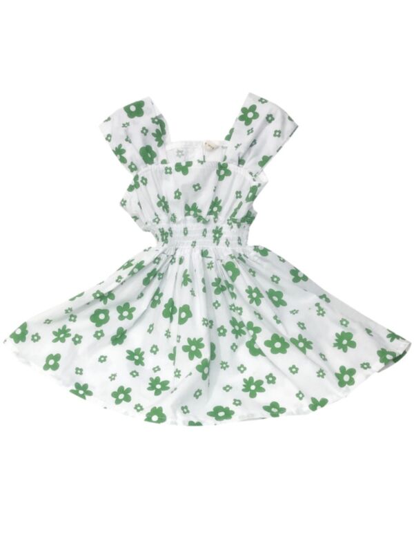 Toddler Girl Green Floral Dress