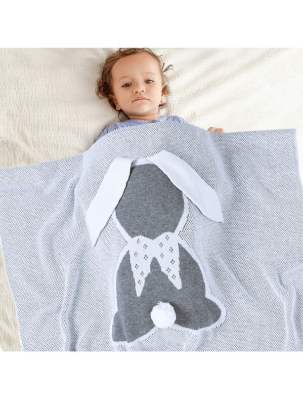 Cute 3D Rabbit Baby Knitted Blanket