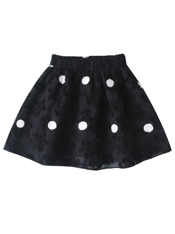 Little Girl Polka Dots Mesh Black Skirt