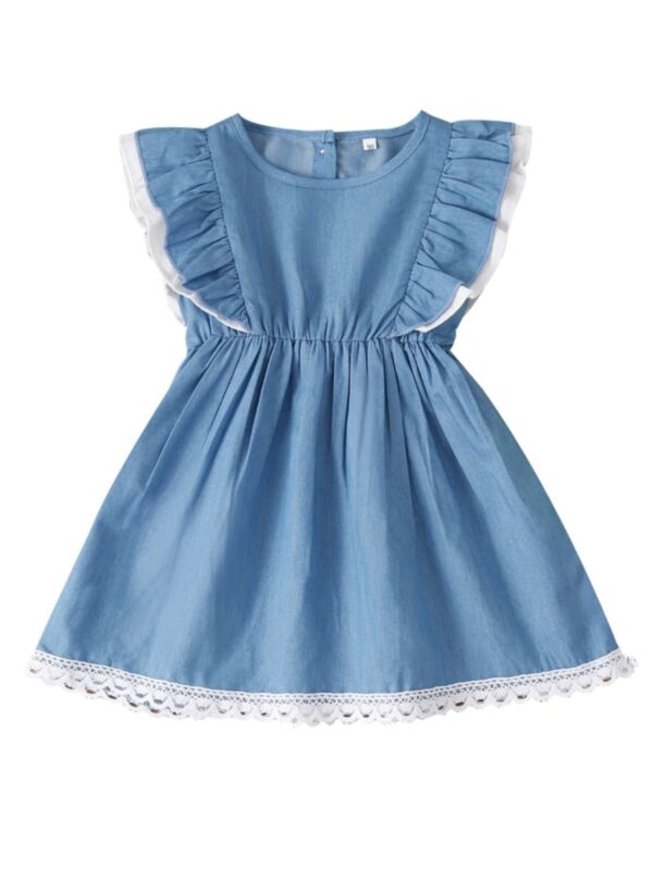 Little Girl Ruffle Sleeve Round Neck Summer Dress