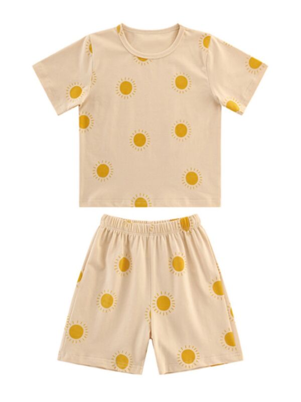 2-Piece Toddler Boy Girl  Sun Printed Pajamas 