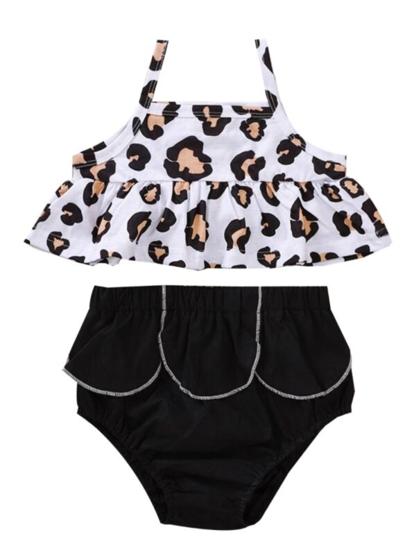 2-Piece Printed  Toddler Girl Set Ruffle Hem Cami Top & Shorts