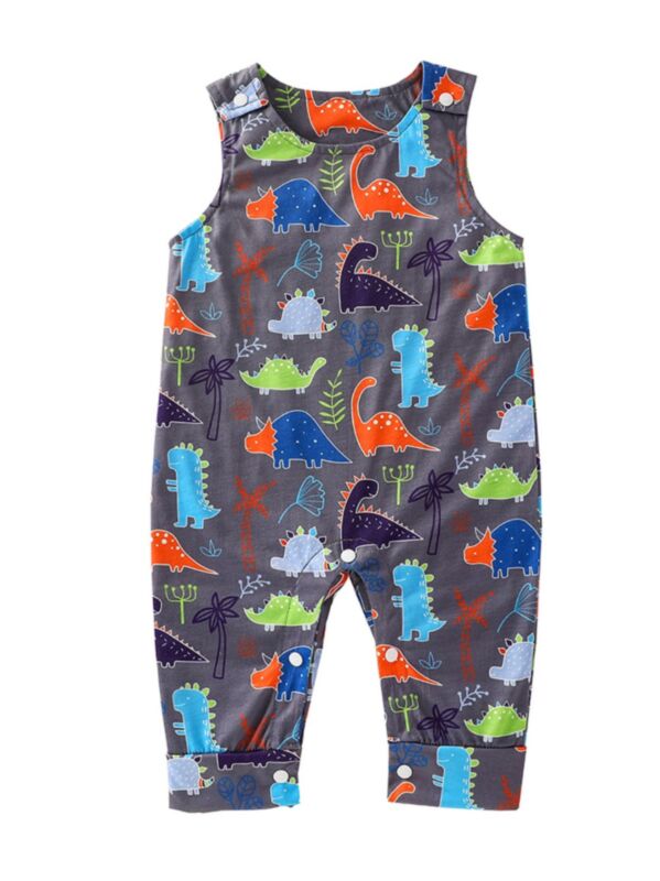 Baby Dino Printed Summer Tank Jumpsuit