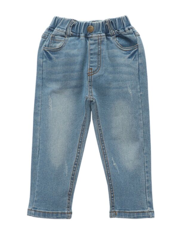 Cropped  Jeans Toddler Boy Elastic Waist Denim Pants