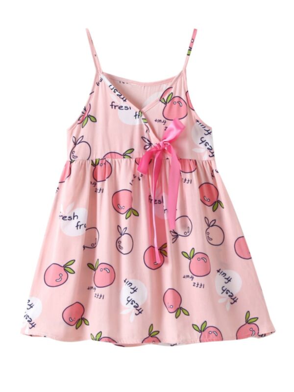 Lovely Kid Girl  Peach Printed Cami Dress