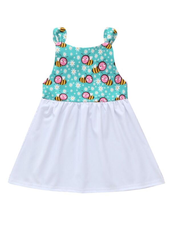 Summer Toddler Girl Cartoon Bee Print Dress