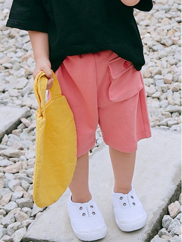 Little Girl Solid Color Packet Front Pants 
