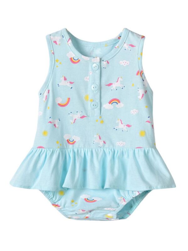Adorable Summer Baby Girl Printed Bodysuit