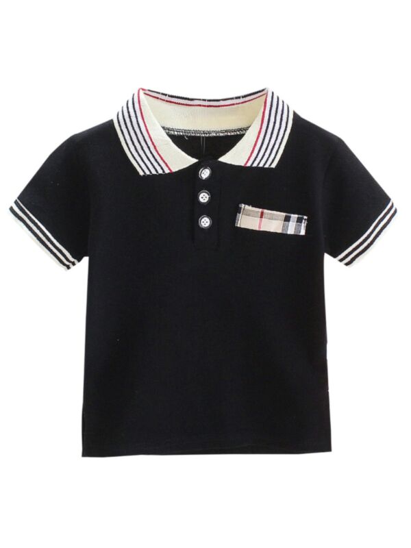 Summer Little Boy Stripe Collar Polo Shirt