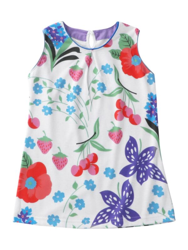 Chic Toddler Girl Plant Printed Tank Dress
