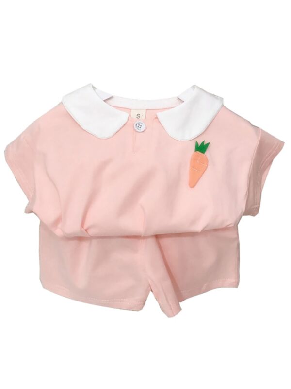 2 Pieces Little Girl Rabbit Top Matching Shorts Set