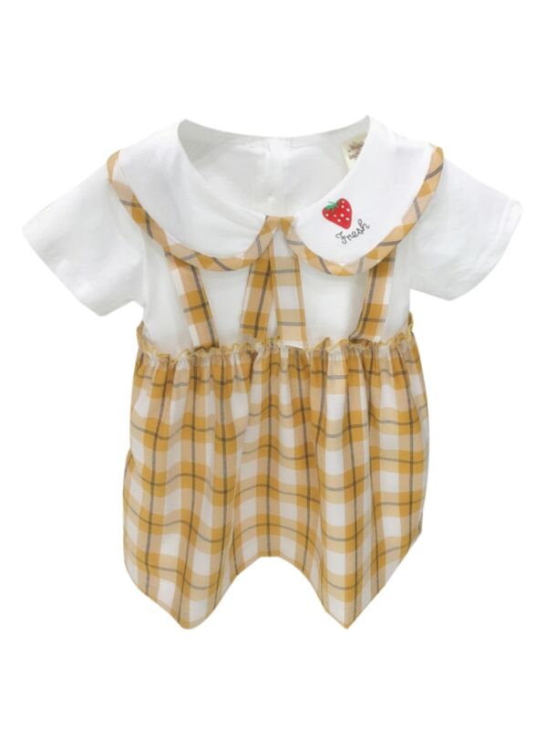 Fake Two Pieces Toddler Girl Checked Dress