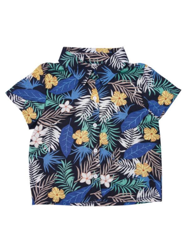 Toddler Boy Tropical Print Hawaii Vacarion Shirt