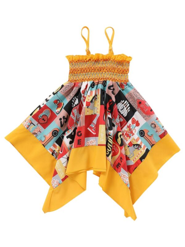 Bohemian Little Girl Shirred Cami Dress Yellow