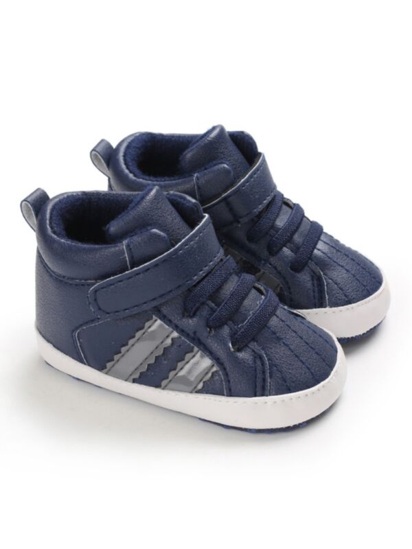 Baby High-Top Ankle Soft Sole Stripe Shoes