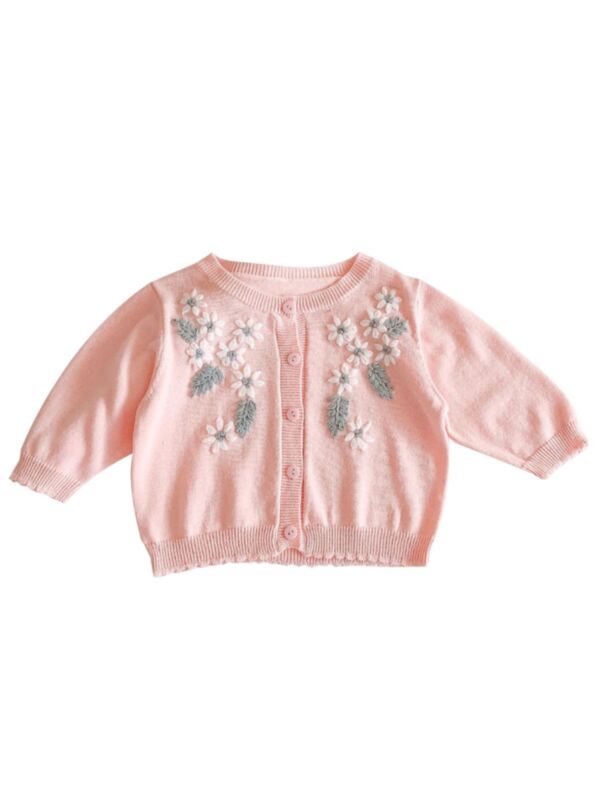 Baby Embroidered Flower Knitted Cardigan