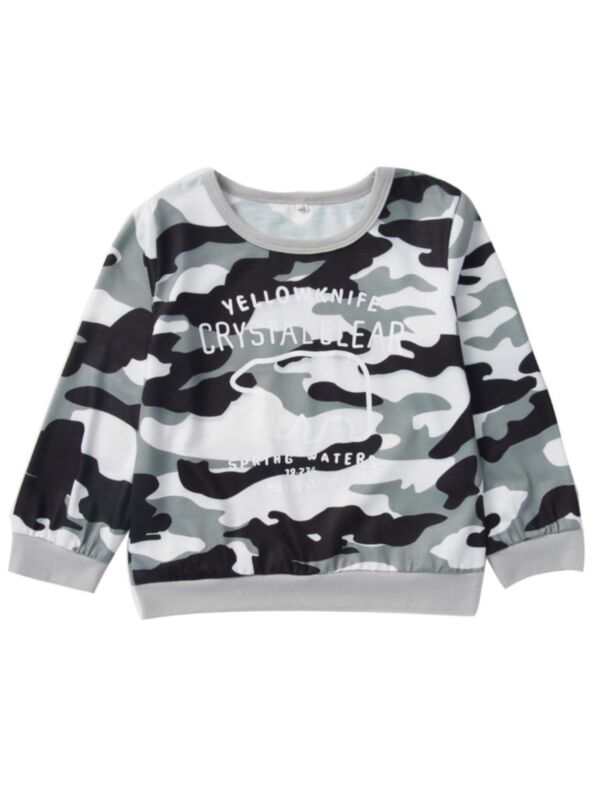 Toddler Boy Letter Print Camo Long Sleeve Top