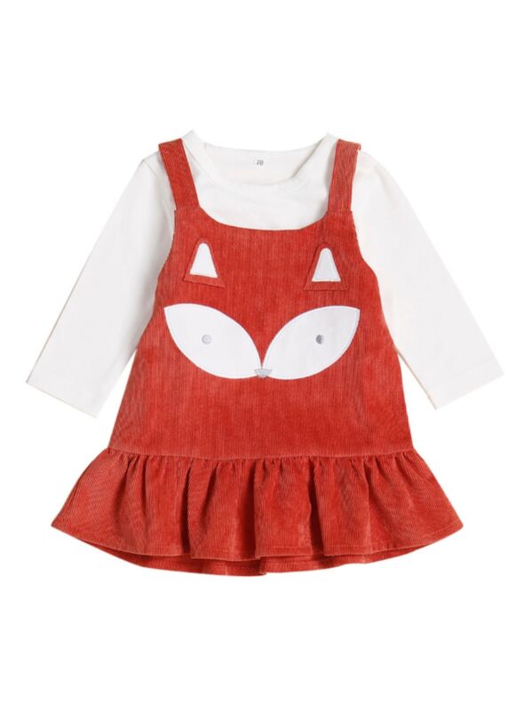 2 Piece Baby Girl Cartoon Top Matching Suspender Skirt Set