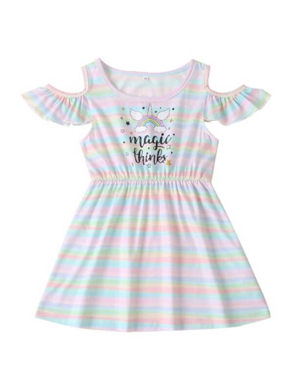 Kid Girl Stripe Unicorn Stripe Tank Dress