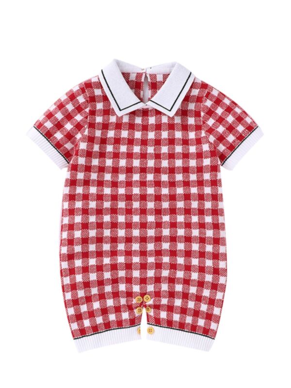 Baby Boy Girl Plaid Casual Romper