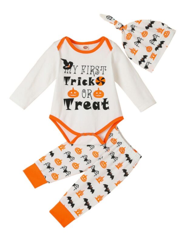 3 Pieces My First Trick Or Treat Baby Set Bodysuit & Pants & Hat