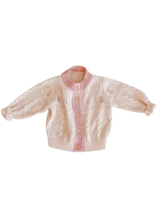 Cute Baby Girl Solid Color Kint Cardigan 