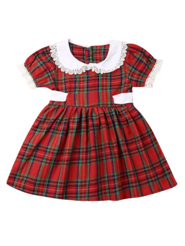 Little Girl Christmas Plaid Spanish Dress