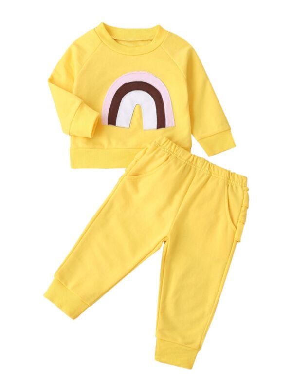 2 Pieces Baby Girl Rainbow Set Sweatshirt Matching Pants