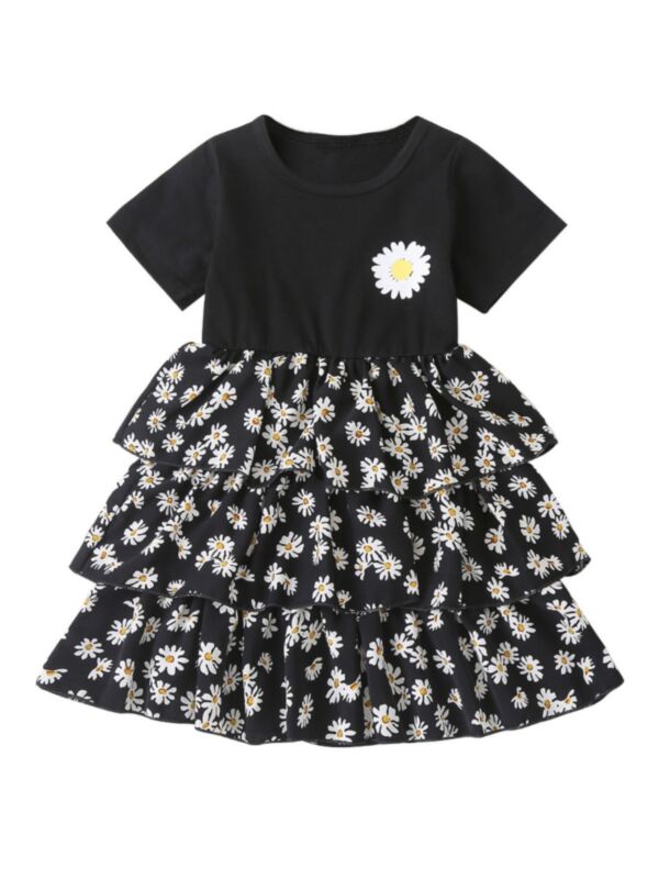 Toddler Girl Daisy Flower Layered Dress