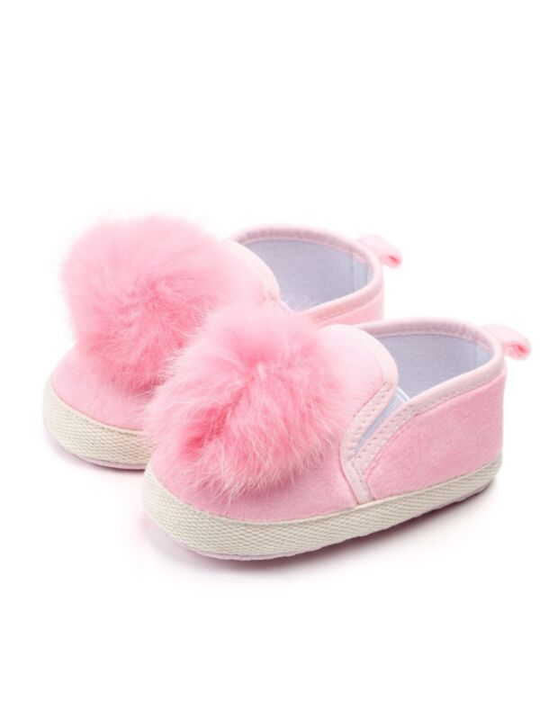 Baby Girl Plain Hairball Shoes
