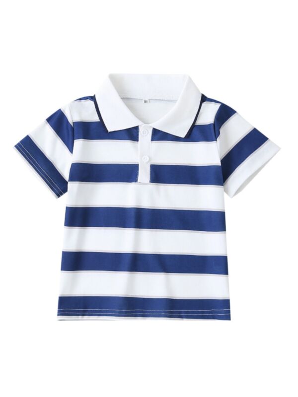Little Boy Blue White Stripe Polo Shirt