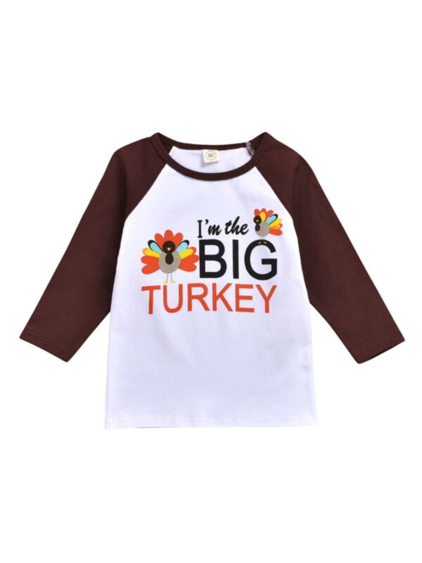 Little Kid I'm the Big Turkey Cartoon Thanksgiving Top