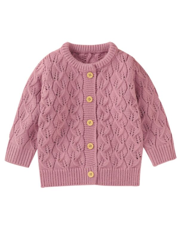 Baby Girl Solid Color Knit Cardigan