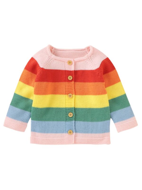 Baby Rainbow Stripe Autumn Knitted Cardigan