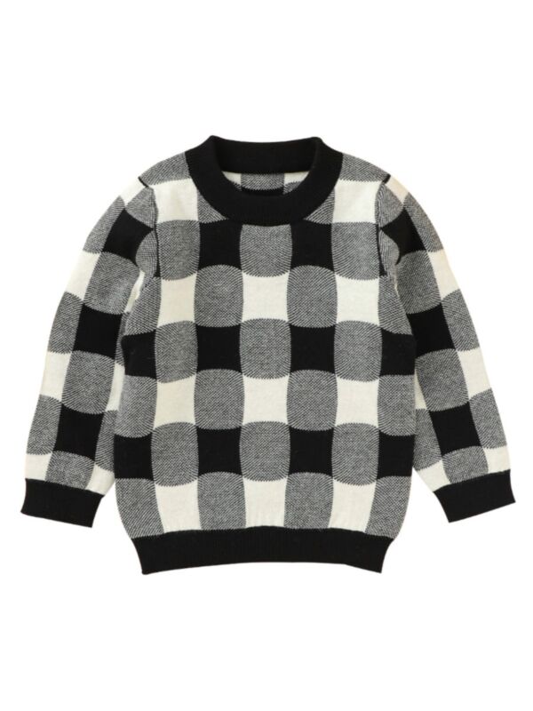 Baby Black White Plaid Pullover Sweater