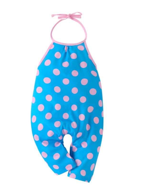 Toddler Girl Polka Dot Halter Neck Jumpsuit