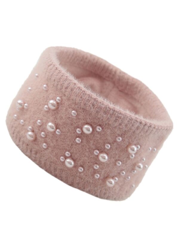 Kid Girl Solid Color Beads Knit Headband