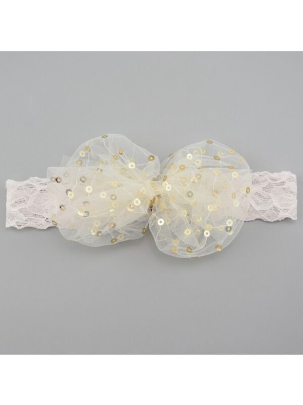 Cute Baby Bowknot Sequins Lace Headband