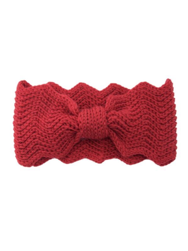 Girl Solid Color Bowknot Knitted Baby Headbands Wholesale