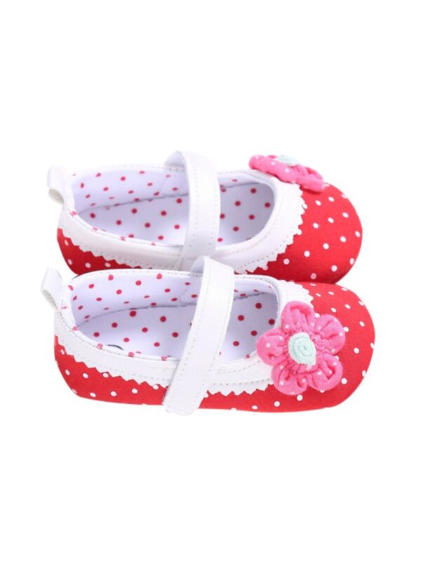 Baby Girl Flowers Polka Dots Prewalker Shoes