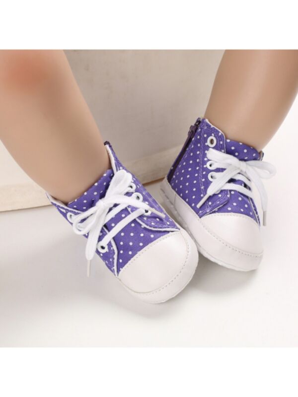 Baby Polka Dots High Top  Canvas Shoes