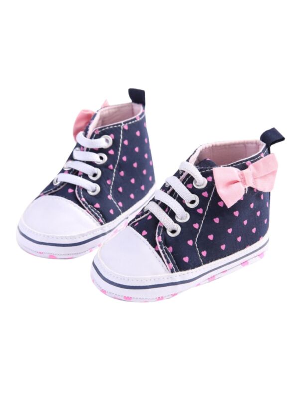 Baby Girl Love Heart Print Bowknot Shoes