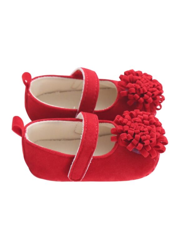 Baby Girl Flower Decor Plain Shoes