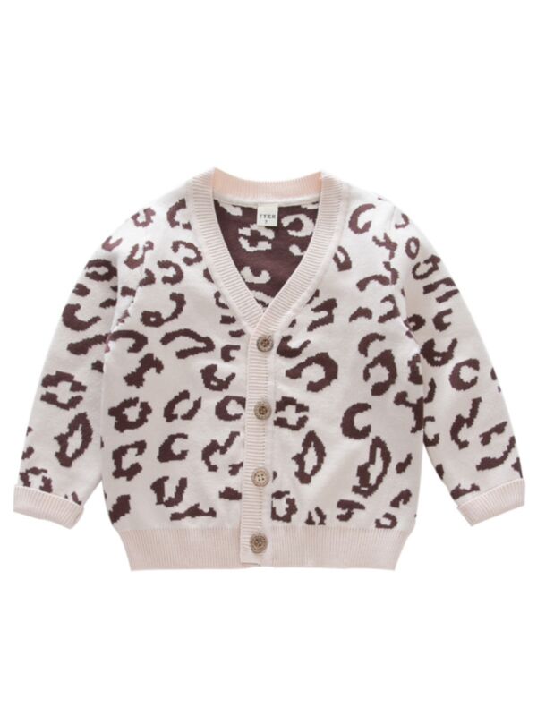 Kid Unisex Leopard Print Knit Cardigan